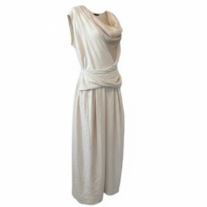 Zara Cream Women's Cowl neck Sleeveless Dress